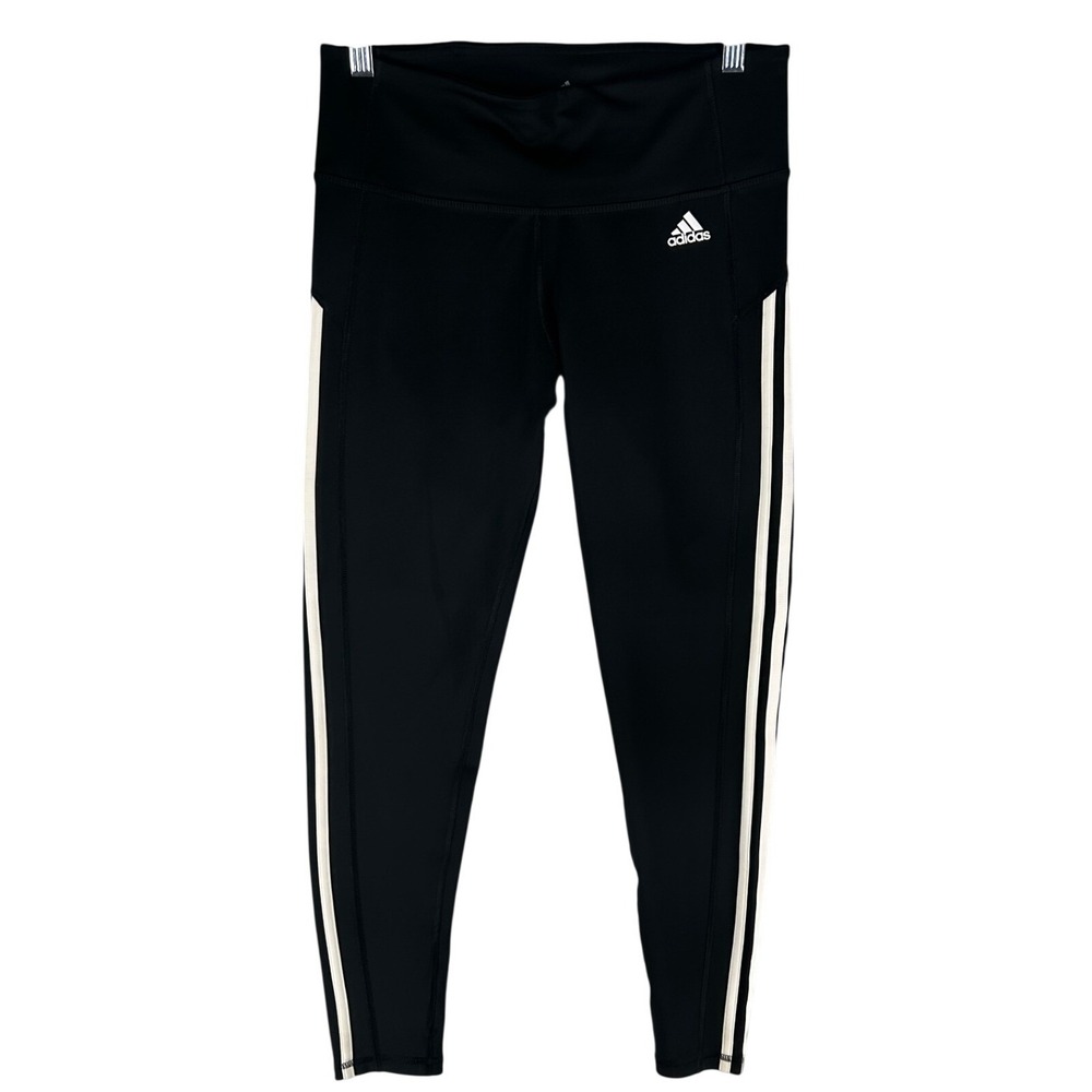 Adidas Climalite Black Leggings Outer Leg Stripes Women's Size Medium